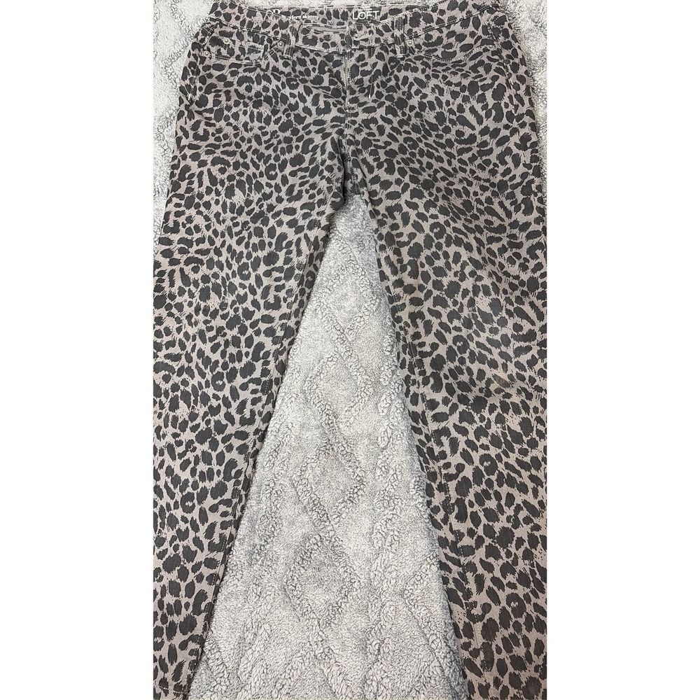 LOFT Gray & Black Leopard Print Modern Skinny 12R Pants
